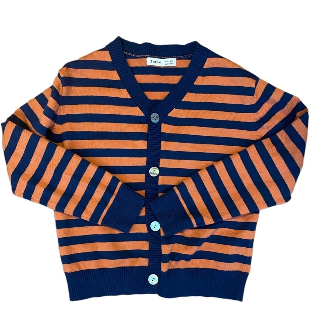 Blue and orange striped Kids Cardigan